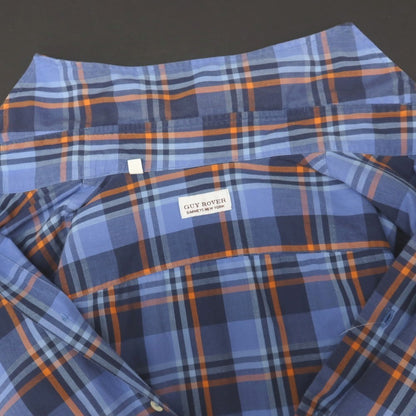 【中古】ギローバー GUY ROVER BARNEYS NEW YORK別注 コットン チェック ホリゾンタルカラー カジュアルシャツ ブルー系xオレンジ【サイズS】【 状態ランクC 】【 メンズ 】
