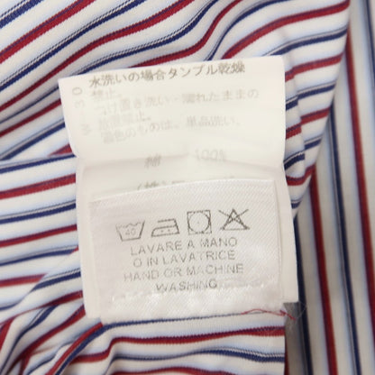 【中古】ギローバー GUY ROVER TAKEO KIKUCHI別注 コットン ストライプ ホリゾンタルカラー ドレスシャツ ホワイトxボルドー【サイズ39】【 状態ランクC 】【 メンズ 】