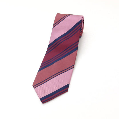 【中古】コムサメン COMME CA MEN シルク ストライプ柄ネクタイ ローズピンクxワイン系【 状態ランクA 】【 メンズ 】