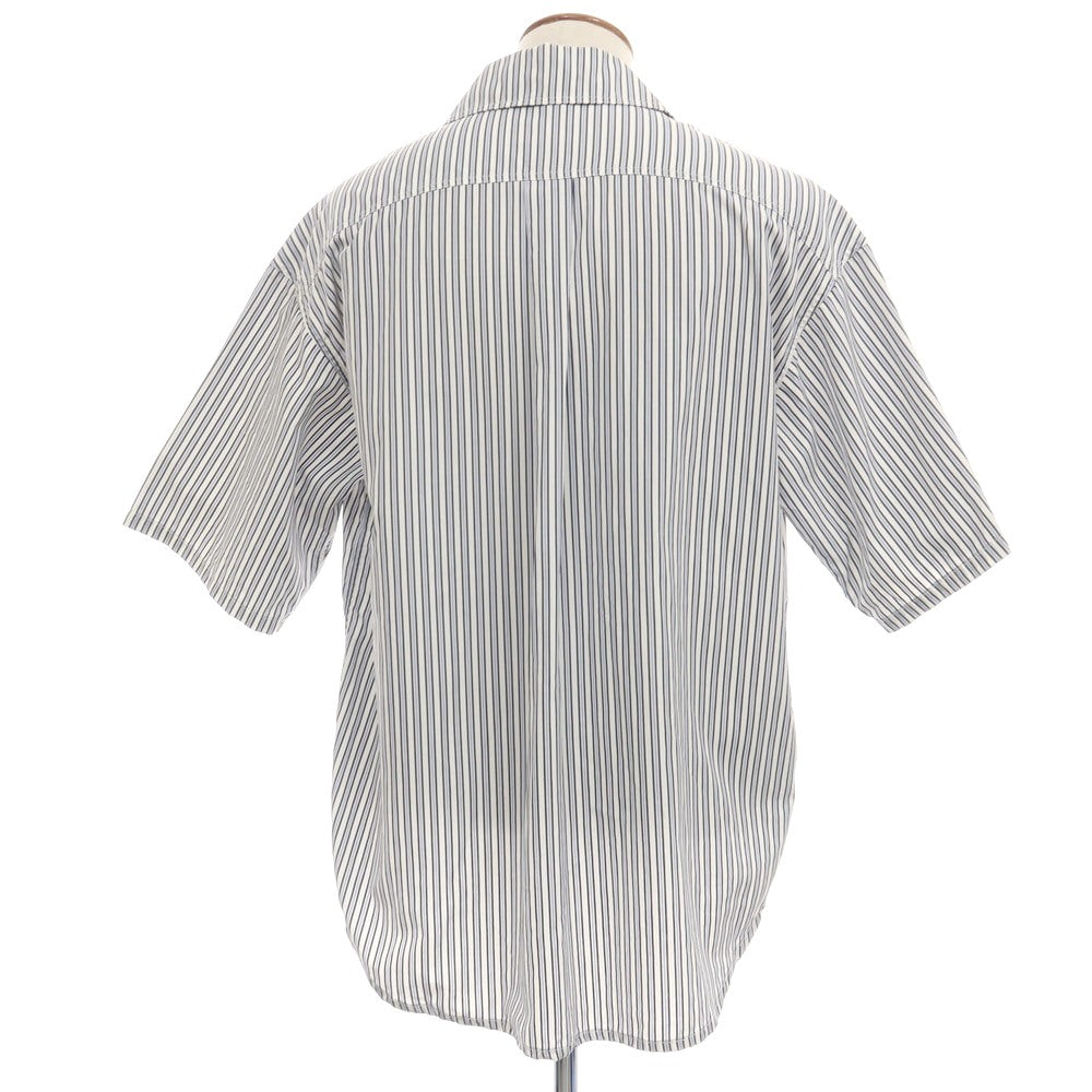 【中古】ローン LOWNN コットン ストライプ 半袖シャツ ホワイトxブルー系【サイズ46】【 状態ランクC 】【 メンズ 】