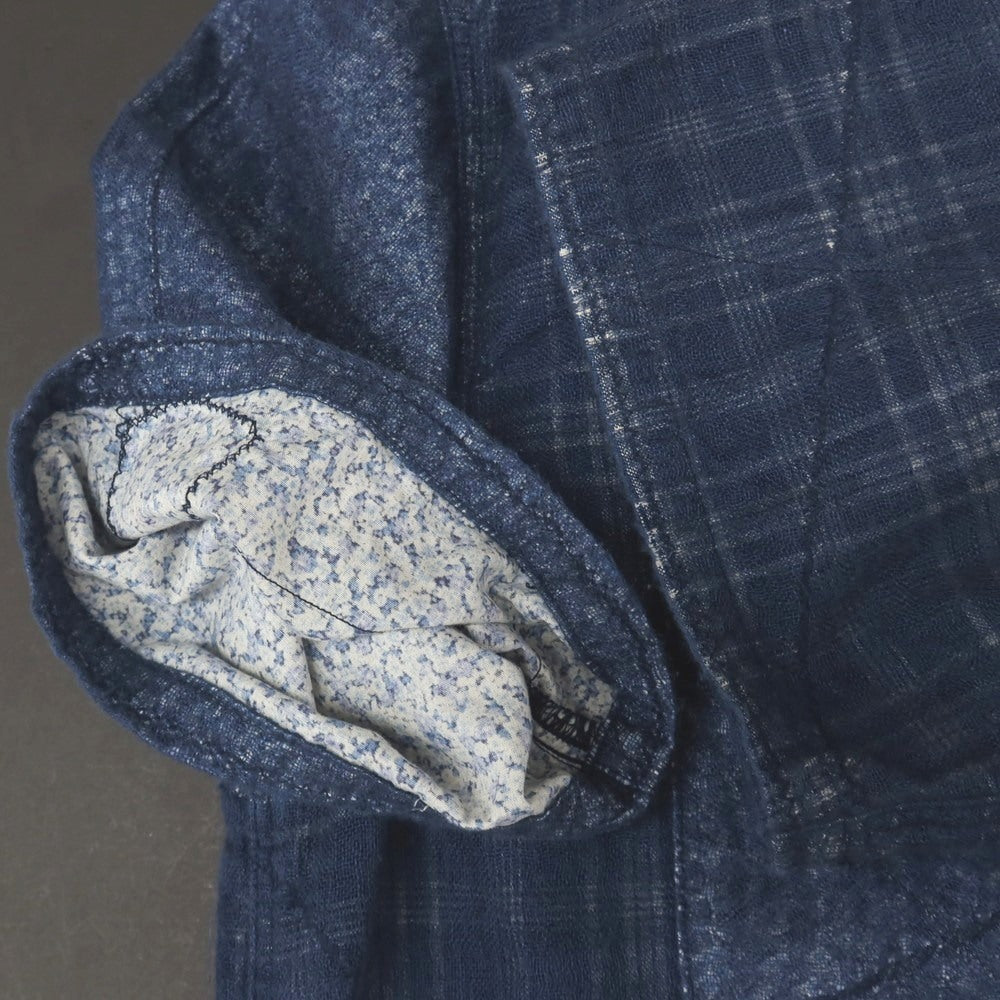 【中古】キャピタル KAPITAL リネンコットン ボロ パッチワーク オープンカラー 半袖シャツ ライトネイビー【サイズ5（XXL）】【 状態ランクB 】【 メンズ 】