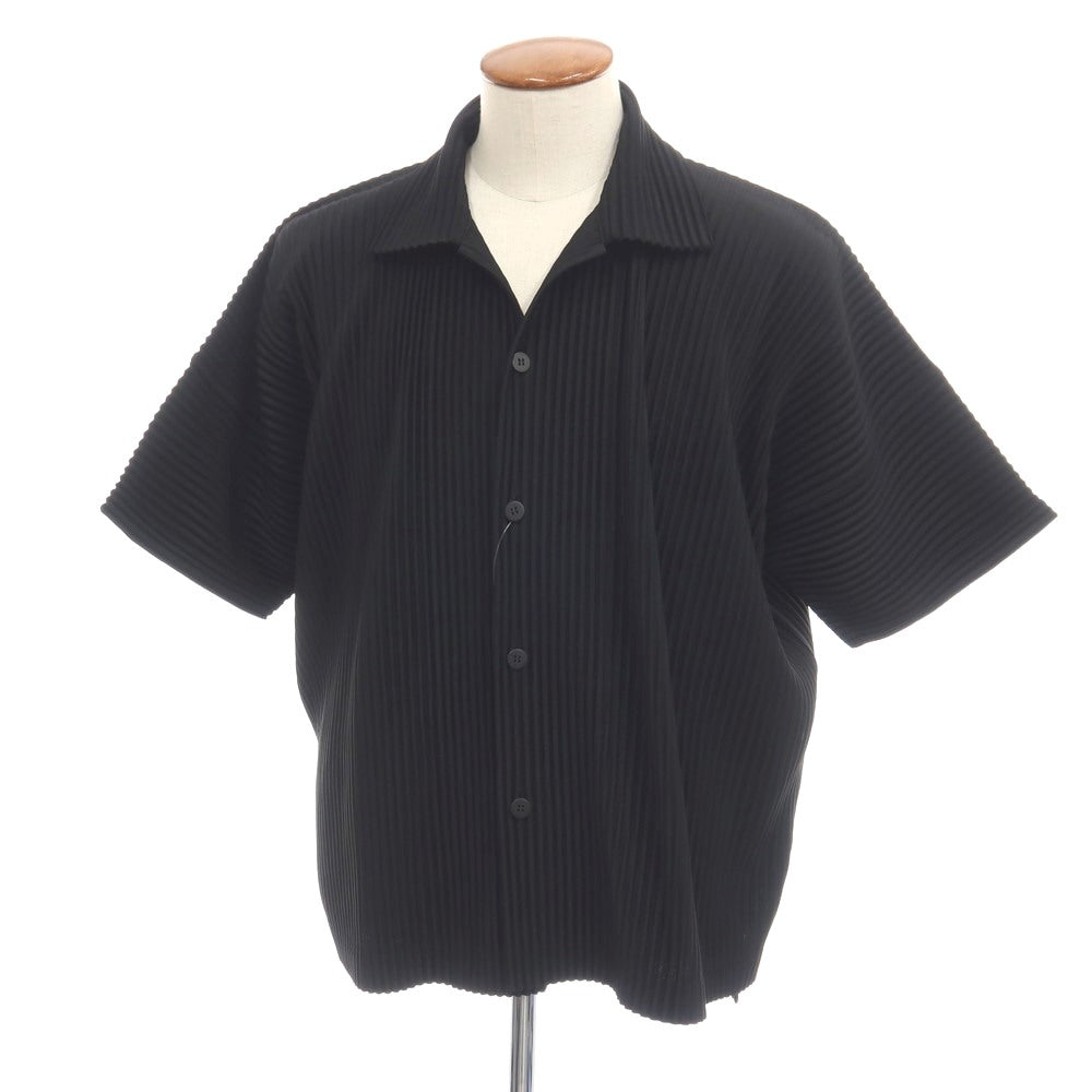 【中古】オム プリッセ イッセイミヤケ HOMME PLISSE ISSEY MIYAKE ポリエステル プリーツ 半袖シャツ ブラック【サイズ2】【 状態ランクB 】【 メンズ 】