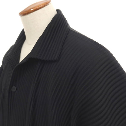 【中古】オム プリッセ イッセイミヤケ HOMME PLISSE ISSEY MIYAKE ポリエステル プリーツ 半袖シャツ ブラック【サイズ2】【 状態ランクB 】【 メンズ 】