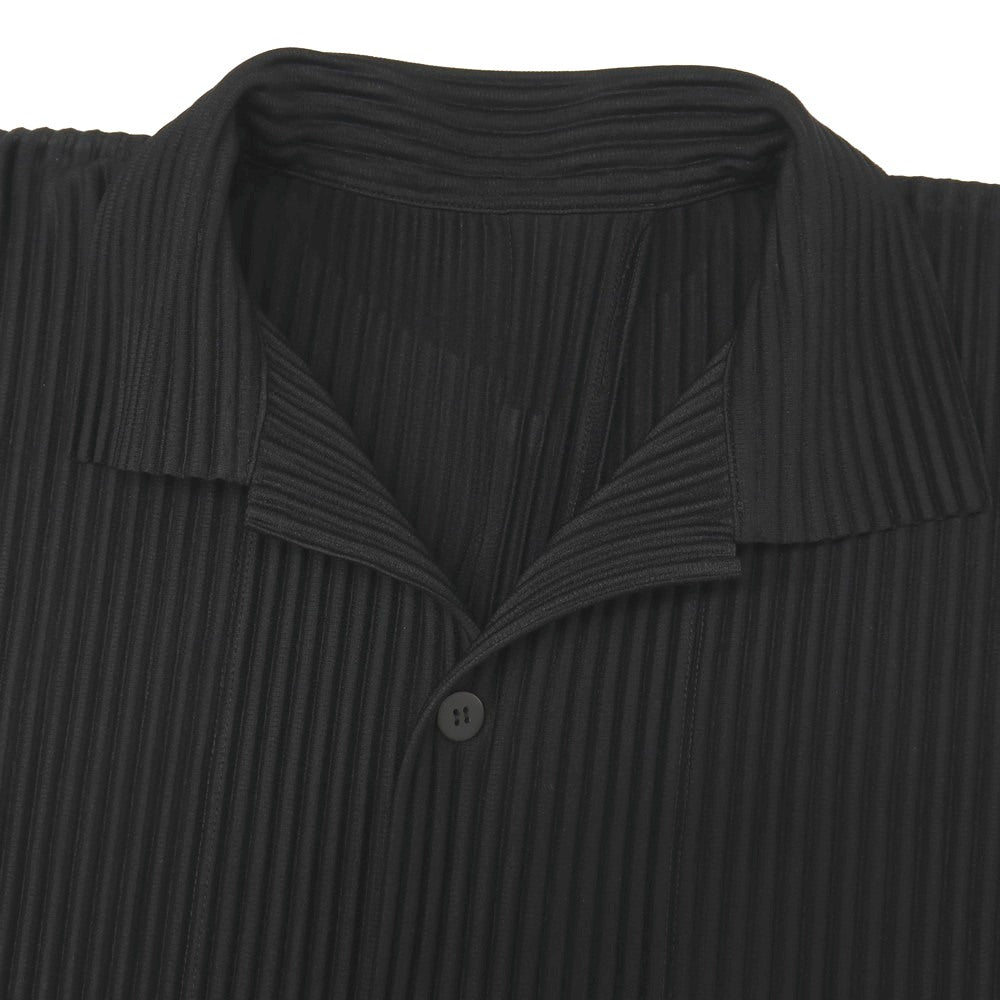 【中古】オム プリッセ イッセイミヤケ HOMME PLISSE ISSEY MIYAKE ポリエステル プリーツ 半袖シャツ ブラック【サイズ2】【 状態ランクB 】【 メンズ 】