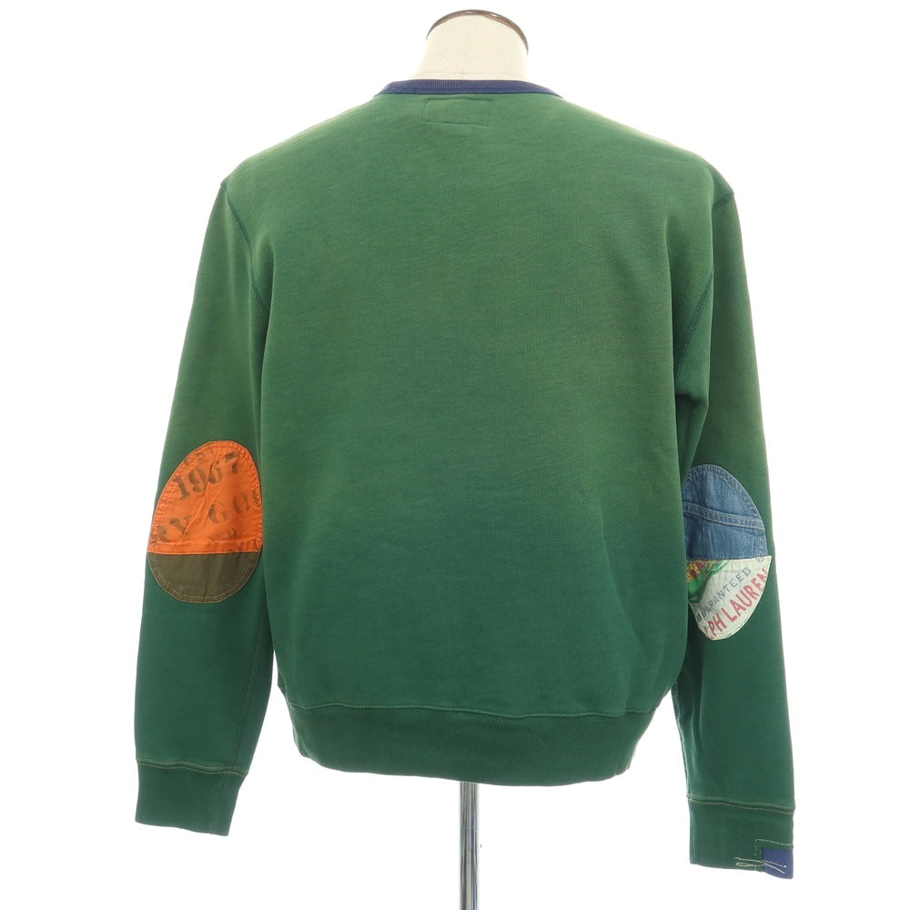 【中古】ポロ ラルフローレン Polo Ralph Lauren POLO COUNTRY ユーズド加工 パッチワーク スウェット グリーン【サイズL】【 状態ランクB 】【 メンズ 】