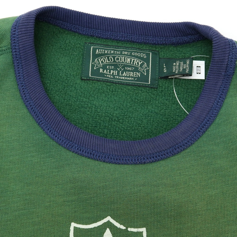 【中古】ポロ ラルフローレン Polo Ralph Lauren POLO COUNTRY ユーズド加工 パッチワーク スウェット グリーン【サイズL】【 状態ランクB 】【 メンズ 】