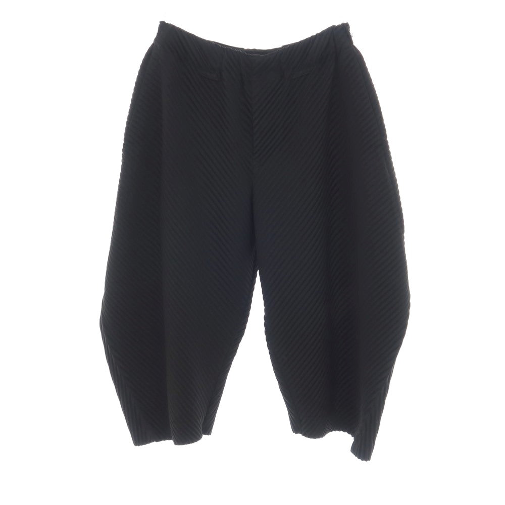 【中古】オム プリッセ イッセイミヤケ HOMME PLISSE ISSEY MIYAKE ポリエステル プリーツ クロップド丈 イージーパンツ ブラック【サイズ2】【 状態ランクB 】【 メンズ 】