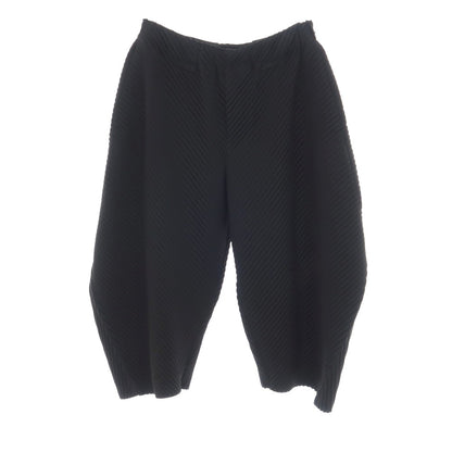 【中古】オム プリッセ イッセイミヤケ HOMME PLISSE ISSEY MIYAKE ポリエステル プリーツ クロップド丈 イージーパンツ ブラック【サイズ2】【 状態ランクB 】【 メンズ 】