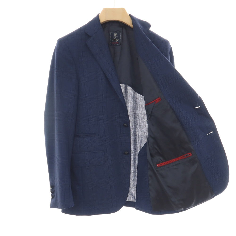 【中古】フェイ FAY Travel Jacket ウール グレンチェック 2B テーラードジャケット ライトネイビー【サイズ48】【 状態ランクB 】【 メンズ 】
