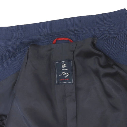 【中古】フェイ FAY Travel Jacket ウール グレンチェック 2B テーラードジャケット ライトネイビー【サイズ48】【 状態ランクB 】【 メンズ 】