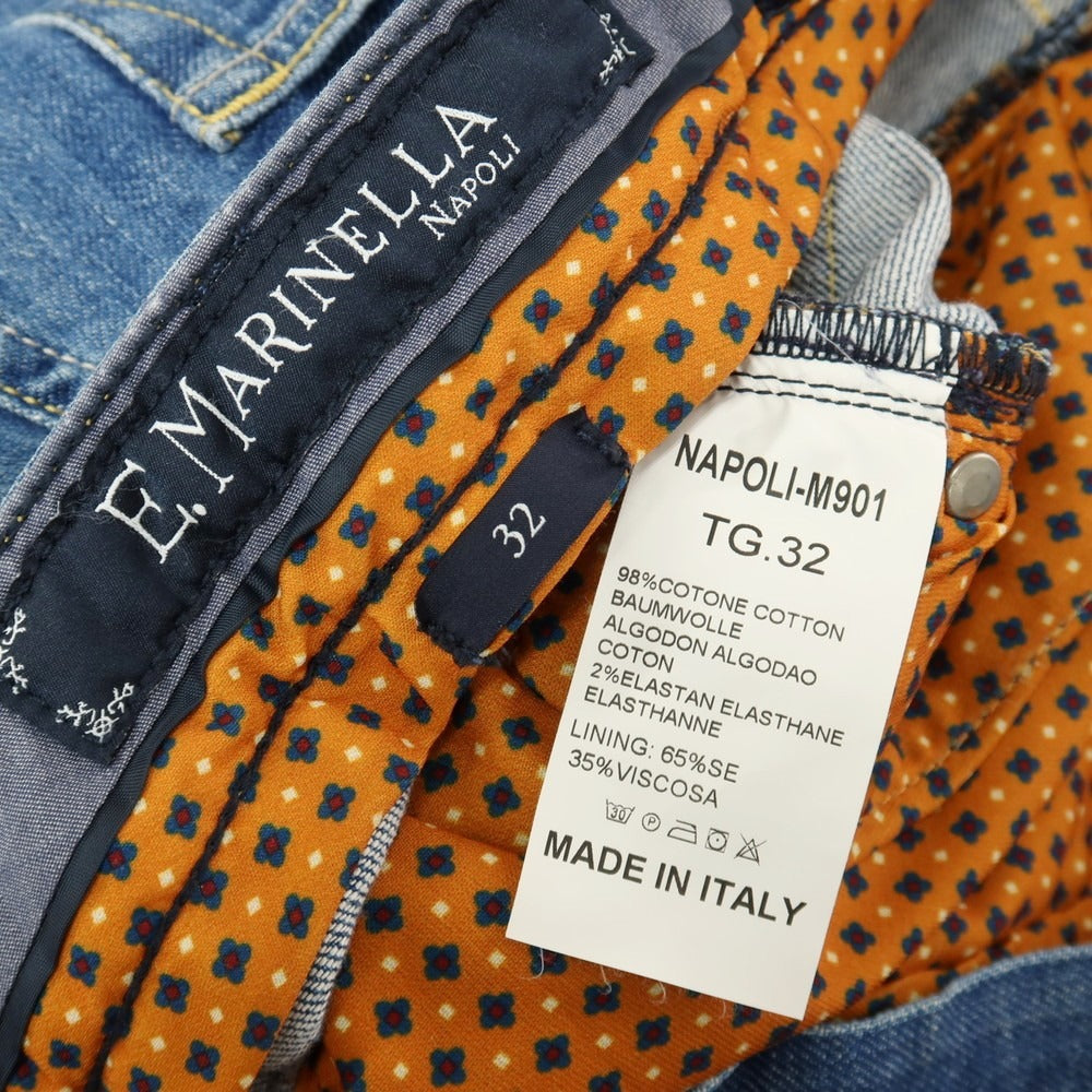 【中古】マリネッラ E.MARINELLA ストレッチ コットン デニムパンツ ジーンズ ブルー【サイズ32】【 状態ランクB 】【 メンズ 】
