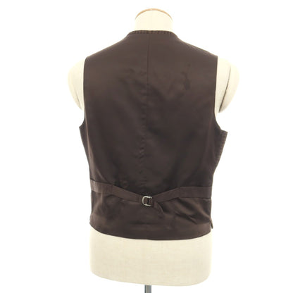 【中古】オンダータ Ondata ウールカシミヤシルク チェック カジュアル系ジレ ベスト ブラウンxネイビー【サイズ44】【 状態ランクB 】【 メンズ 】
