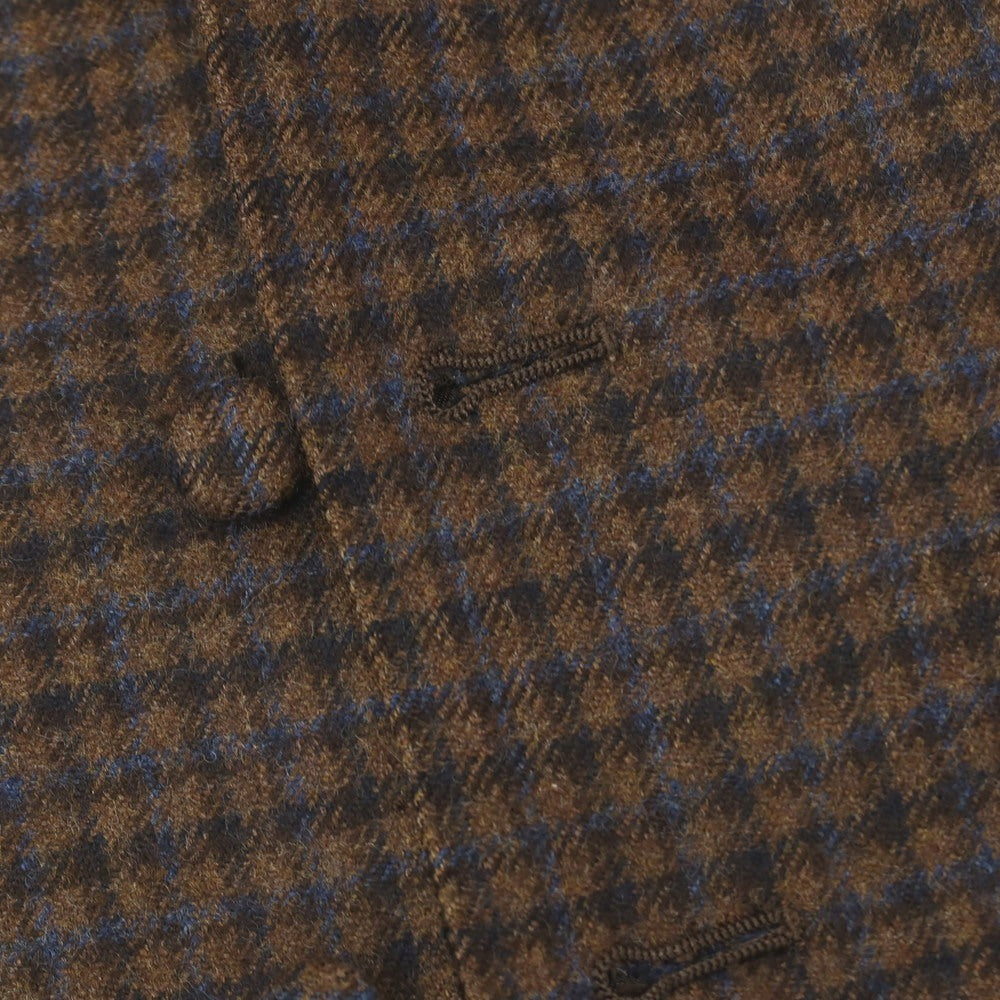 【中古】オンダータ Ondata ウールカシミヤシルク チェック カジュアル系ジレ ベスト ブラウンxネイビー【サイズ44】【 状態ランクB 】【 メンズ 】