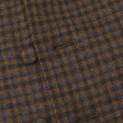 【中古】オンダータ Ondata ウールカシミヤシルク チェック カジュアル系ジレ ベスト ブラウンxネイビー【サイズ44】【 状態ランクB 】【 メンズ 】