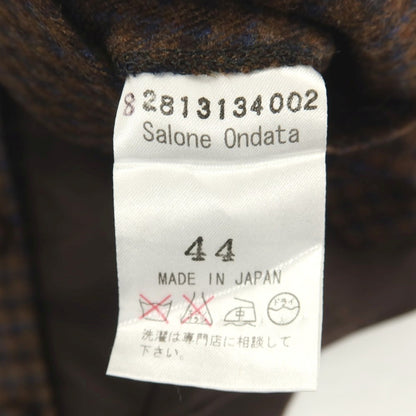 【中古】オンダータ Ondata ウールカシミヤシルク チェック カジュアル系ジレ ベスト ブラウンxネイビー【サイズ44】【 状態ランクB 】【 メンズ 】