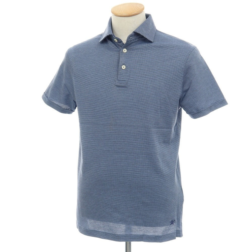 【中古】ハケットロンドン HACKETT LONDON コットン 半袖ポロシャツ ライトブルーxネイビー【サイズS】【 状態ランクB 】【 メンズ 】