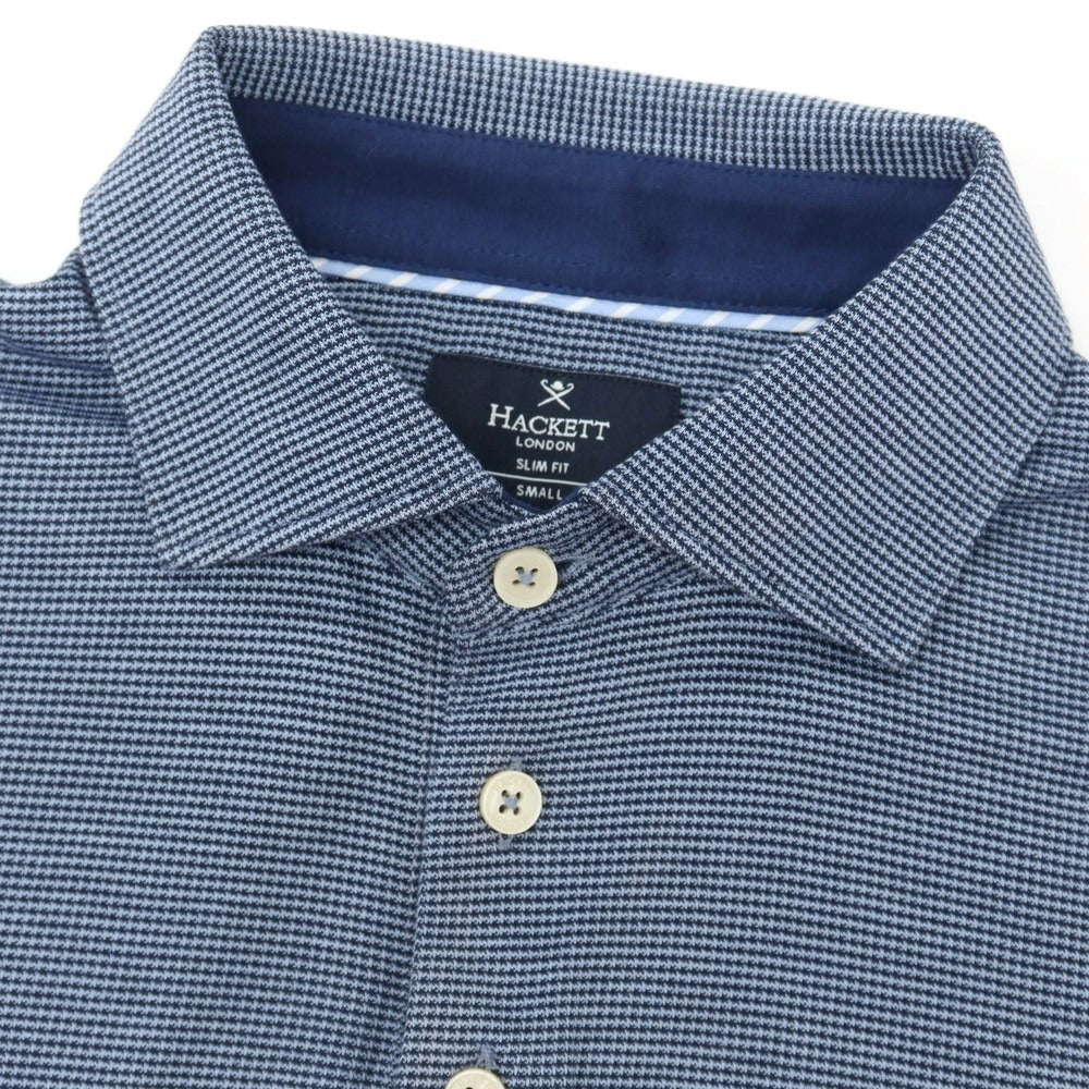 【中古】ハケットロンドン HACKETT LONDON コットン 半袖ポロシャツ ライトブルーxネイビー【サイズS】【 状態ランクB 】【 メンズ 】