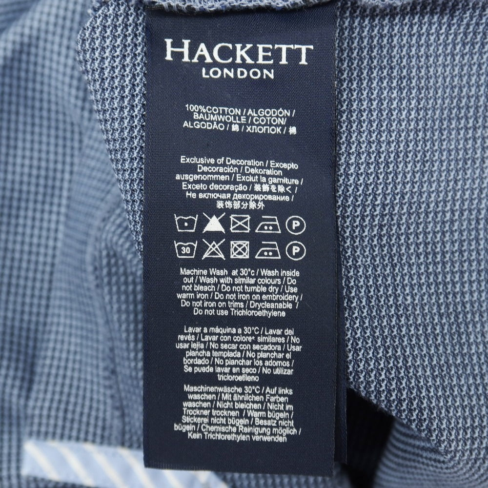 【中古】ハケットロンドン HACKETT LONDON コットン 半袖ポロシャツ ライトブルーxネイビー【サイズS】【 状態ランクB 】【 メンズ 】