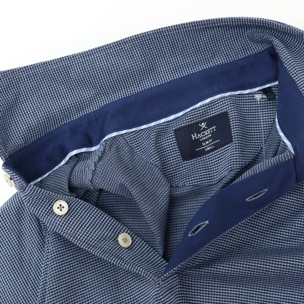 【中古】ハケットロンドン HACKETT LONDON コットン 半袖ポロシャツ ライトブルーxネイビー【サイズS】【 状態ランクB 】【 メンズ 】