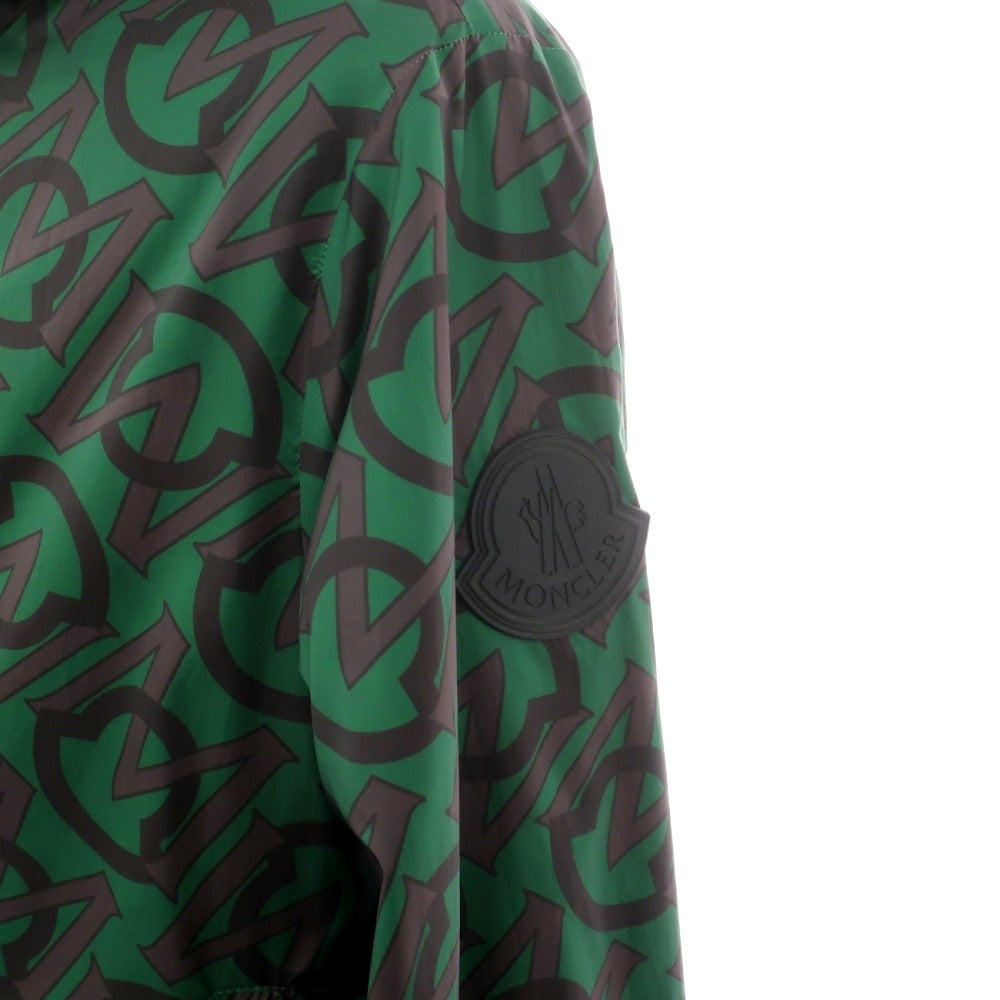 【中古】モンクレール MONCLER リバーシブル 無地×ロゴプリント フーデッドブルゾン ブラックxグリーン【サイズ1】【 状態ランクB 】【 メンズ 】