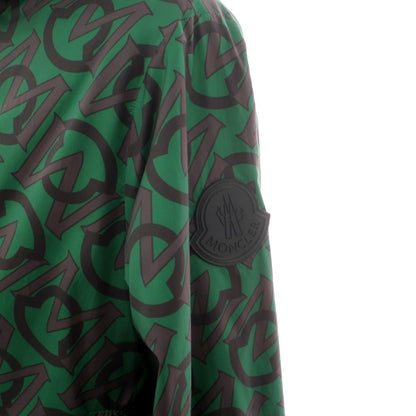 【中古】モンクレール MONCLER リバーシブル 無地×ロゴプリント フーデッドブルゾン ブラックxグリーン【サイズ1】【 状態ランクB 】【 メンズ 】