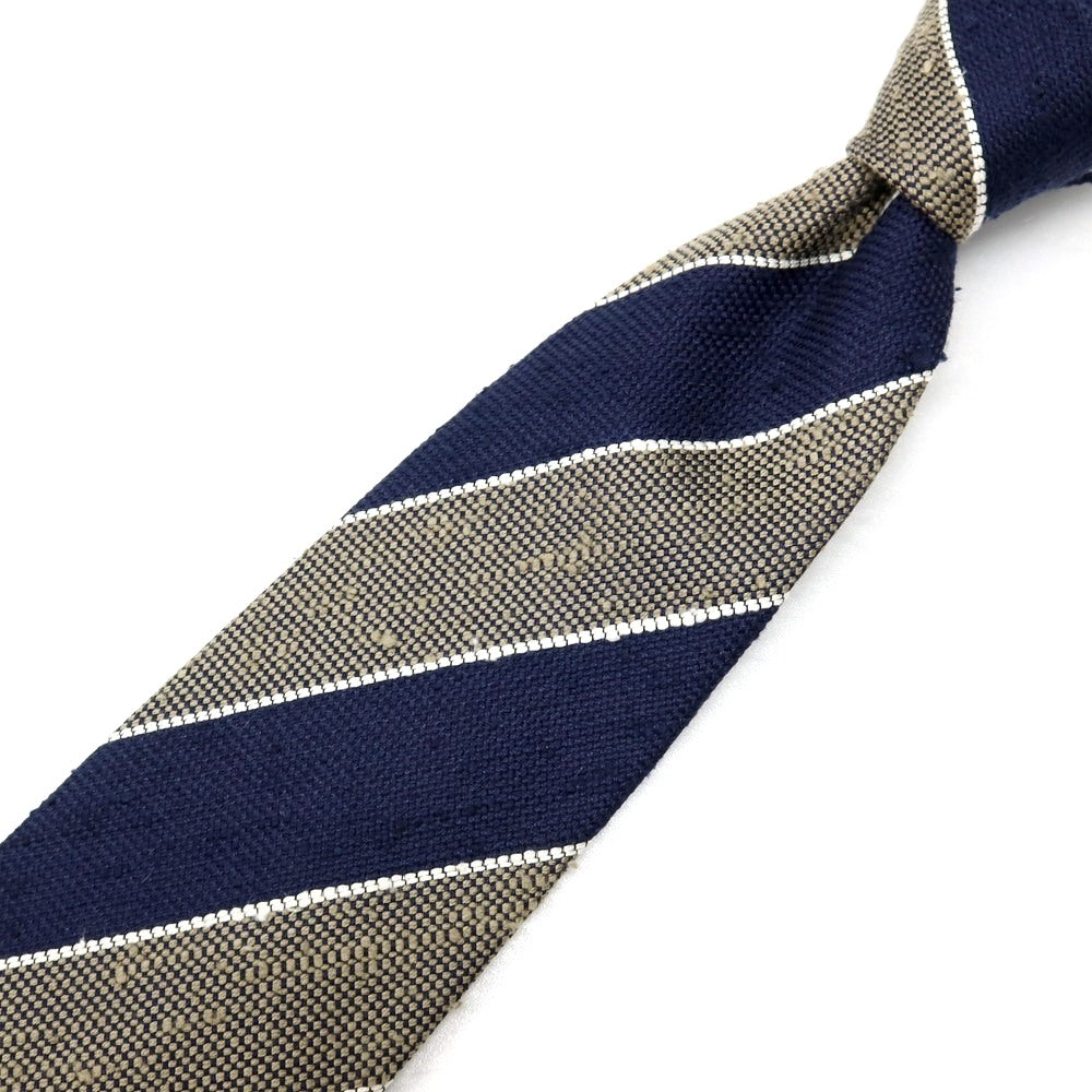 【新品】ステファノ ビジ stefano bigi シルク ストライプ柄ネクタイ ネイビーxベージュ【 状態ランクN 】【 メンズ 】