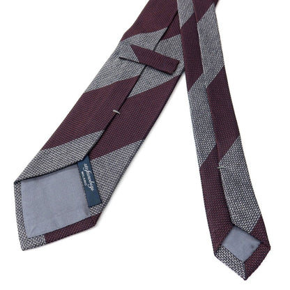 【新品】ステファノ ビジ stefano bigi シルク ストライプ柄ネクタイ マルーンパープルxグレー【 状態ランクN 】【 メンズ 】