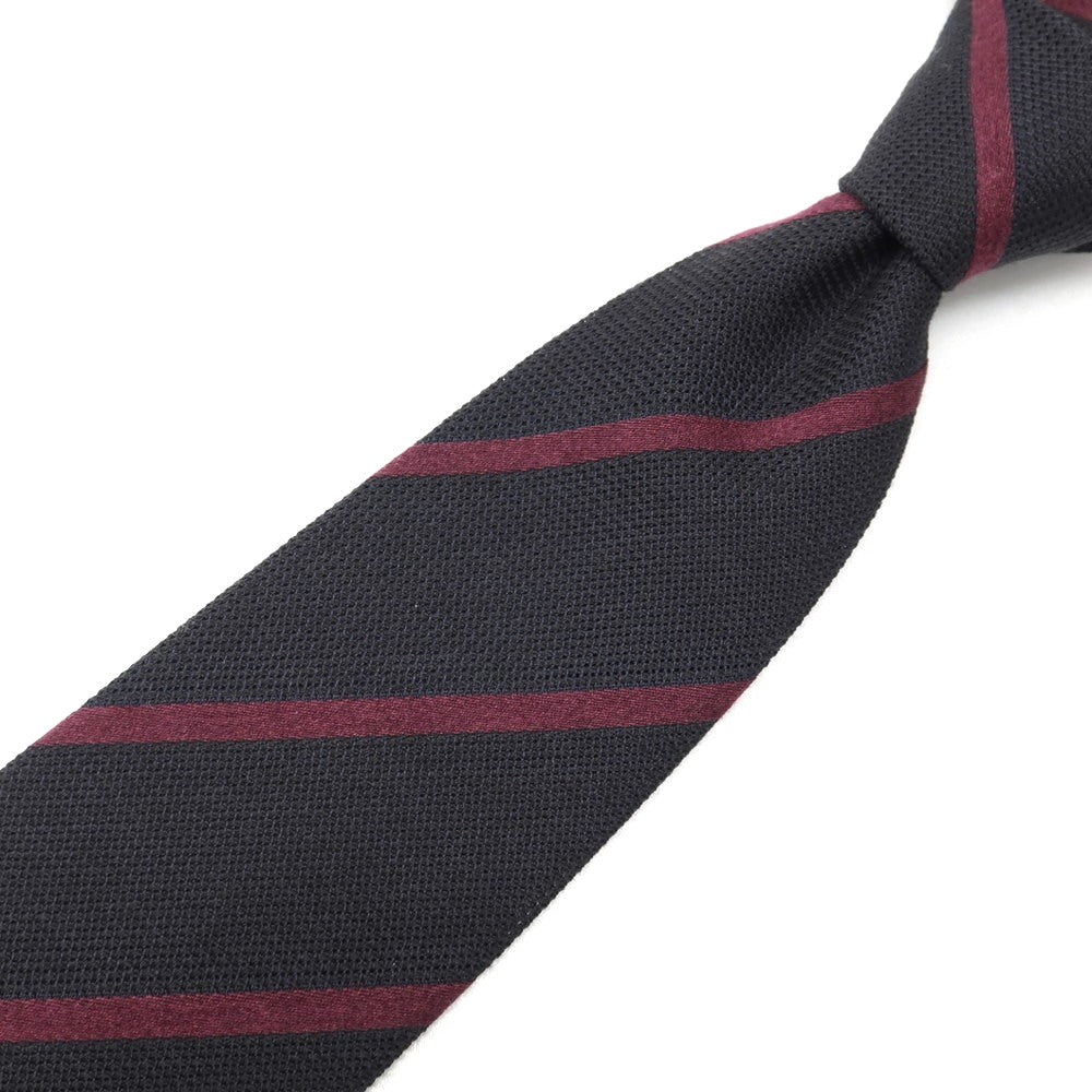 【新品】ステファノ ビジ stefano bigi ウールカシミヤ ストライプ柄ネクタイ ブラックxワインレッド【 状態ランクN 】【 メンズ 】