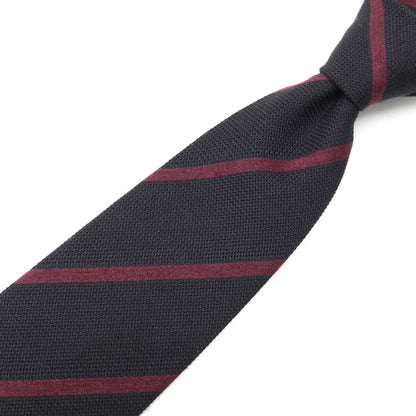 【新品】ステファノ ビジ stefano bigi ウールカシミヤ ストライプ柄ネクタイ ブラックxワインレッド【 状態ランクN 】【 メンズ 】