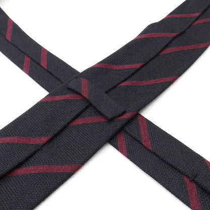 【新品】ステファノ ビジ stefano bigi ウールカシミヤ ストライプ柄ネクタイ ブラックxワインレッド【 状態ランクN 】【 メンズ 】