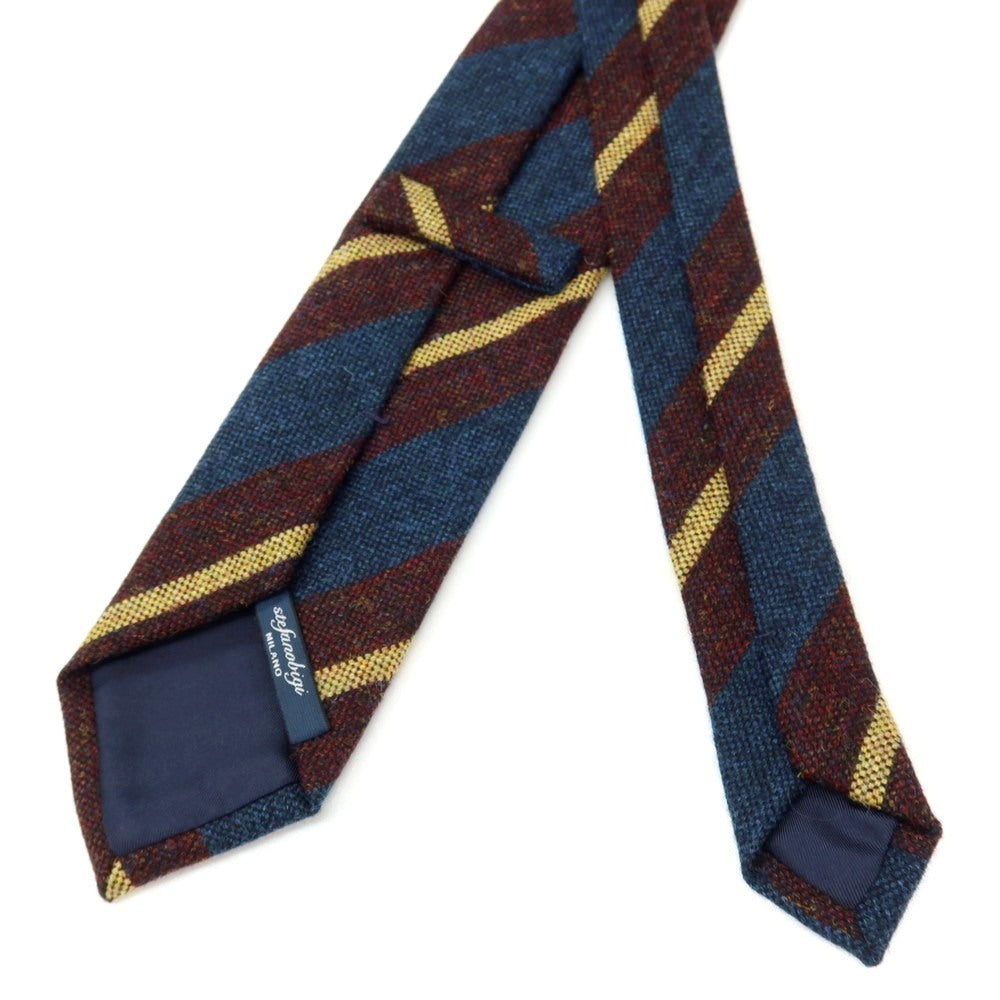 【新品】ステファノ ビジ stefano bigi ウール ストライプ柄ネクタイ ボルドーxブルー【 状態ランクN 】【 メンズ 】