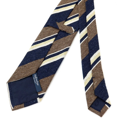 【新品】ステファノ ビジ stefano bigi シルクウール ストライプ柄ネクタイ ネイビーxブラウン【 状態ランクN 】【 メンズ 】