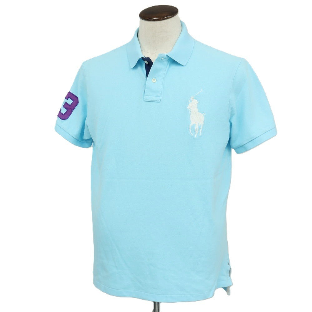 【中古】ポロ ラルフローレン Polo Ralph Lauren コットン 鹿の子 半袖ポロシャツ ライトブルー【サイズXL】【 状態ランクC 】【 メンズ 】