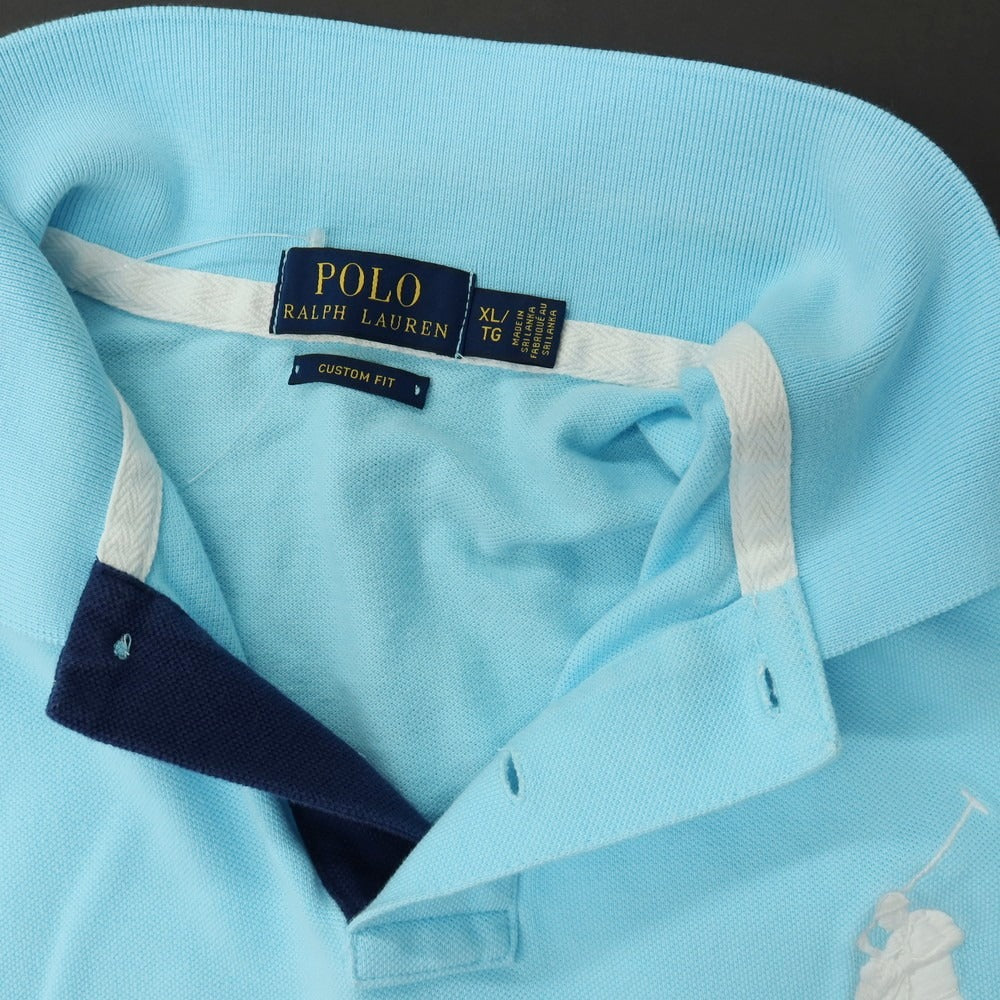 【中古】ポロ ラルフローレン Polo Ralph Lauren コットン 鹿の子 半袖ポロシャツ ライトブルー【サイズXL】【 状態ランクC 】【 メンズ 】