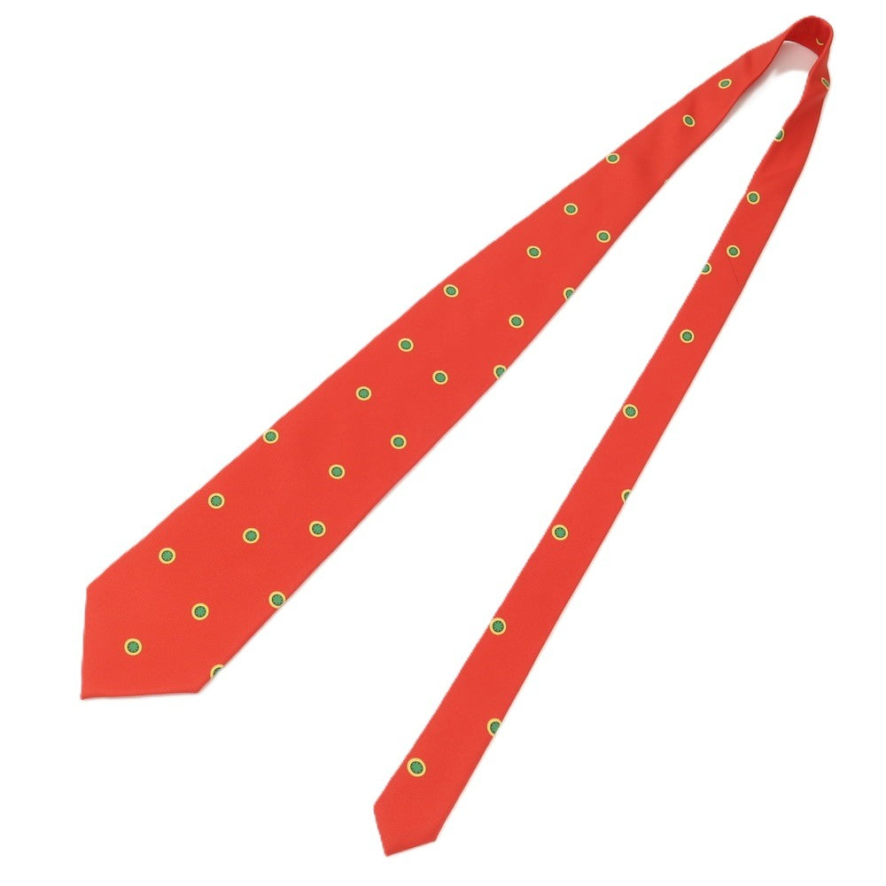 【中古】エルメネジルドゼニア Ermenegildo Zegna シルク プリント 小紋柄ネクタイ レッドxグリーン×イエロー【 状態ランクB 】【 メンズ 】