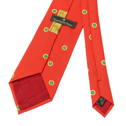【中古】エルメネジルドゼニア Ermenegildo Zegna シルク プリント 小紋柄ネクタイ レッドxグリーン×イエロー【 状態ランクB 】【 メンズ 】