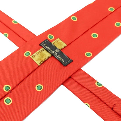【中古】エルメネジルドゼニア Ermenegildo Zegna シルク プリント 小紋柄ネクタイ レッドxグリーン×イエロー【 状態ランクB 】【 メンズ 】