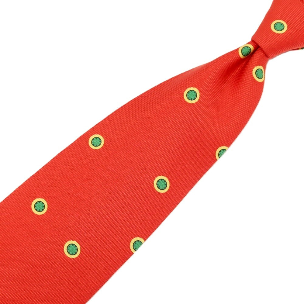 【中古】エルメネジルドゼニア Ermenegildo Zegna シルク プリント 小紋柄ネクタイ レッドxグリーン×イエロー【 状態ランクB 】【 メンズ 】