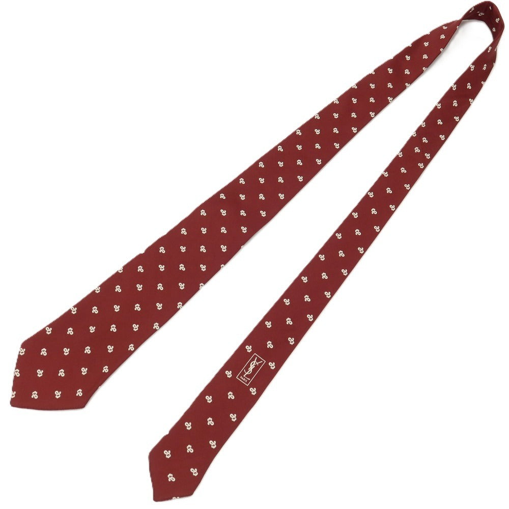 【中古】イヴサンローラン YVES SAINT LAURENT シルク プリント 小紋柄ネクタイ ボルドー【 状態ランクB 】【 メンズ 】