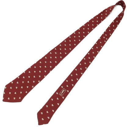 【中古】イヴサンローラン YVES SAINT LAURENT シルク プリント 小紋柄ネクタイ ボルドー【 状態ランクB 】【 メンズ 】