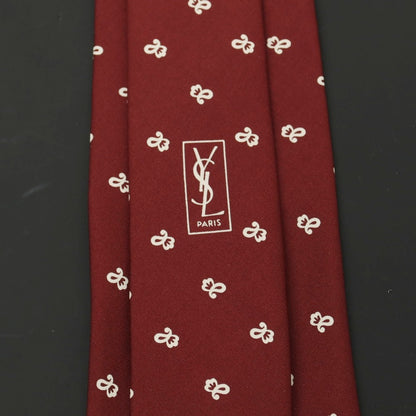 【中古】イヴサンローラン YVES SAINT LAURENT シルク プリント 小紋柄ネクタイ ボルドー【 状態ランクB 】【 メンズ 】
