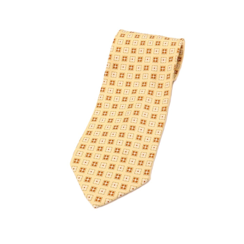 【中古】ヒューゴボス HUGO BOSS シルク プリント 小紋柄ネクタイ ベージュ【 状態ランクB 】【 メンズ 】