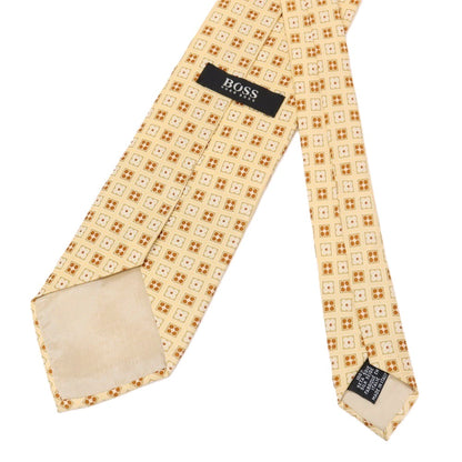 【中古】ヒューゴボス HUGO BOSS シルク プリント 小紋柄ネクタイ ベージュ【 状態ランクB 】【 メンズ 】