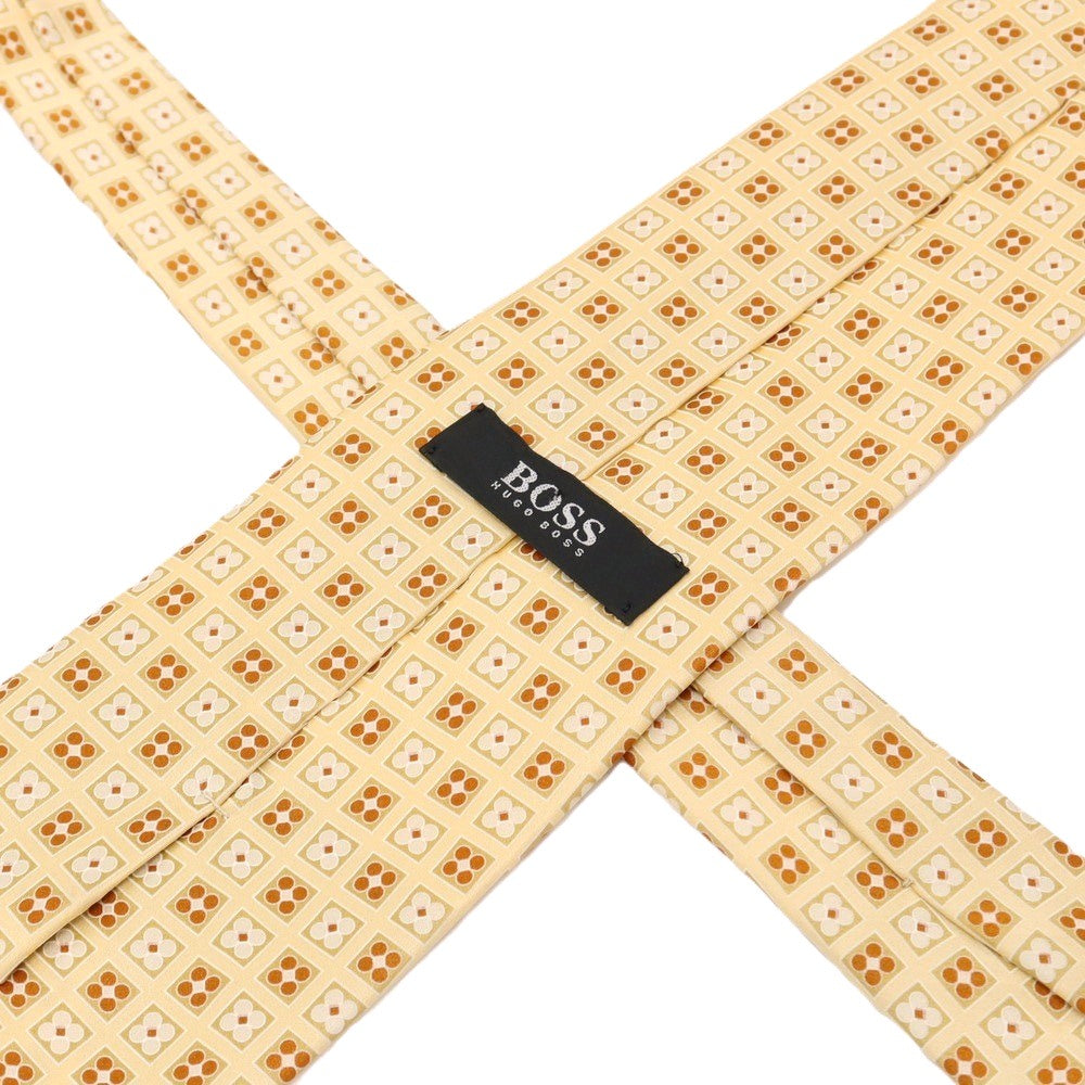 【中古】ヒューゴボス HUGO BOSS シルク プリント 小紋柄ネクタイ ベージュ【 状態ランクB 】【 メンズ 】