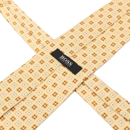 【中古】ヒューゴボス HUGO BOSS シルク プリント 小紋柄ネクタイ ベージュ【 状態ランクB 】【 メンズ 】