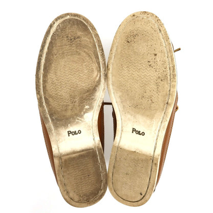 【中古】ポロ ラルフローレン Polo Ralph Lauren キャンバス レザー デッキシューズ オリーブグリーンxブラウン【サイズ27】【 状態ランクC 】【 メンズ 】