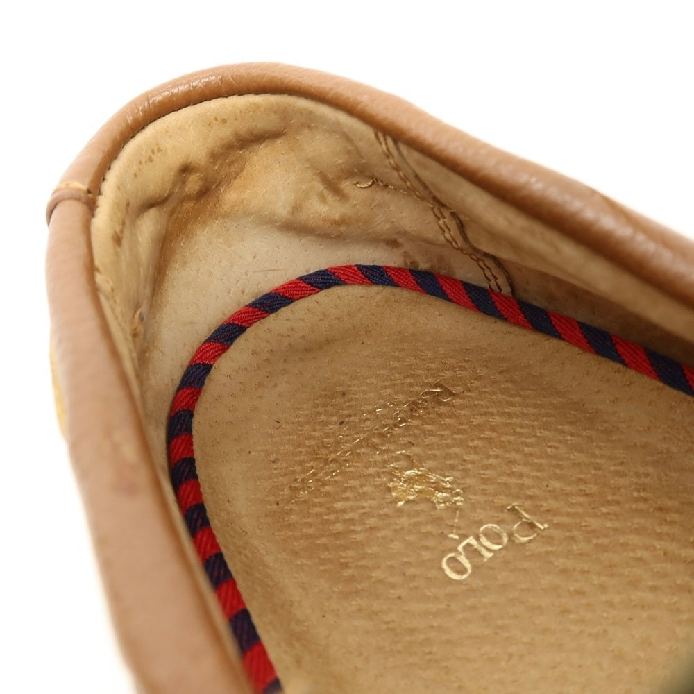 【中古】ポロ ラルフローレン Polo Ralph Lauren キャンバス レザー デッキシューズ オリーブグリーンxブラウン【サイズ27】【 状態ランクC 】【 メンズ 】