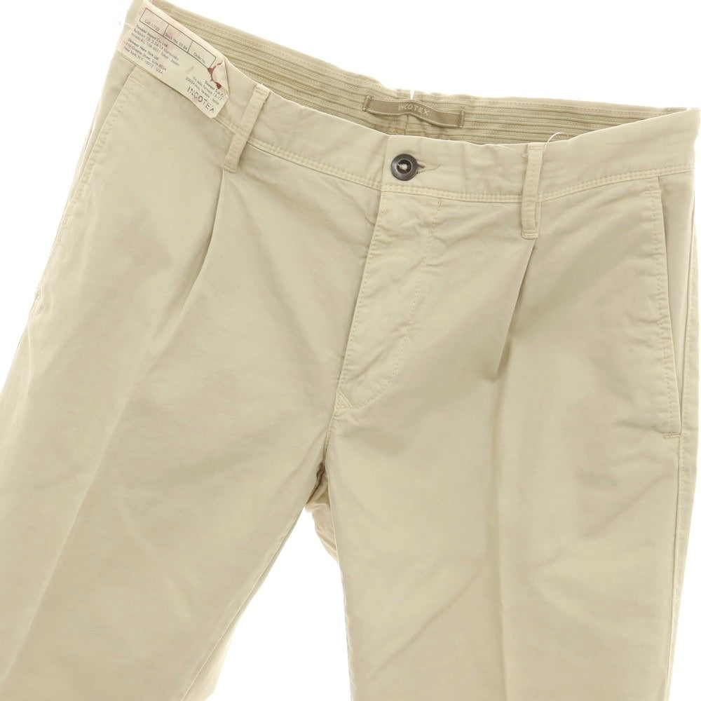 【中古】【未使用】インコテックス スラックス INCOTEX SLACKS ストレッチ ツイルコットン カジュアルスラックスパンツ ライトイエローベージュ【サイズ32】【 状態ランクS 】【 メンズ 】
