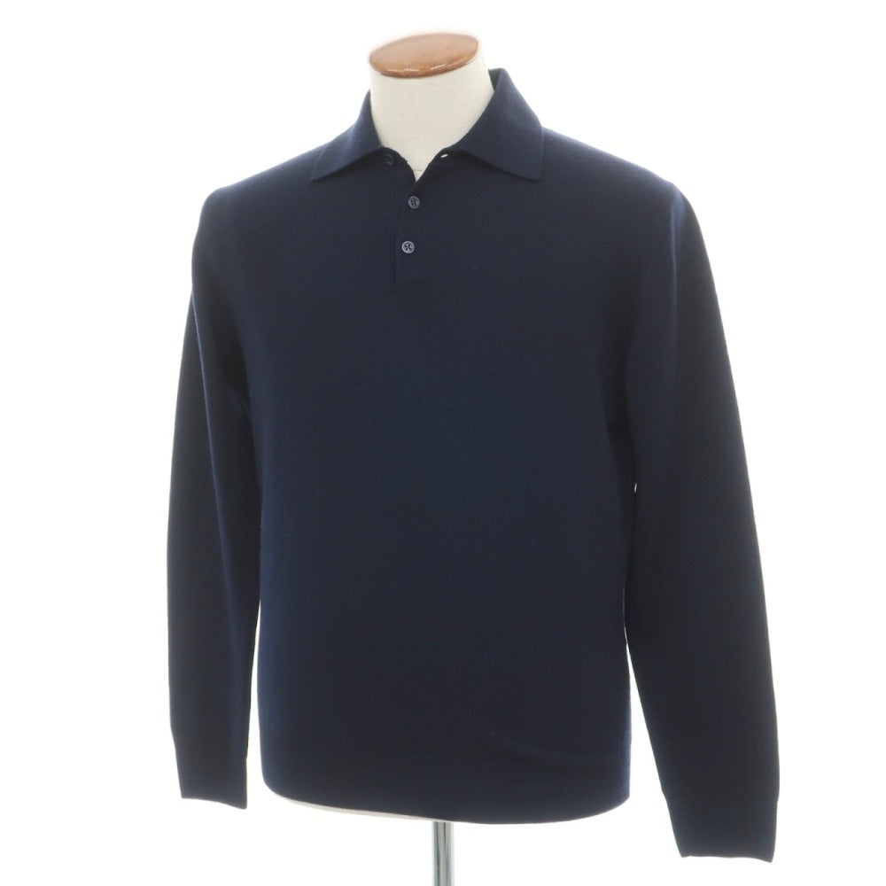 【中古】クルチアーニ CRUCIANI ウール 長袖 ポロニット ネイビー【サイズ48】【 状態ランクB 】【 メンズ 】