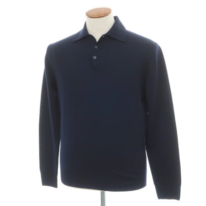 【中古】クルチアーニ CRUCIANI ウール 長袖 ポロニット ネイビー【サイズ48】【 状態ランクB 】【 メンズ 】